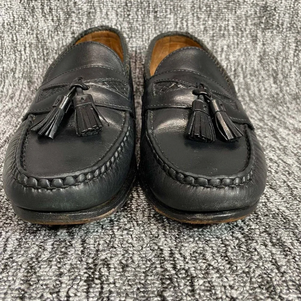 Allen‎ Edmonds Maxfield Loafers Mens Size 9.5 D Black Woven Tassel Leather Shoes
